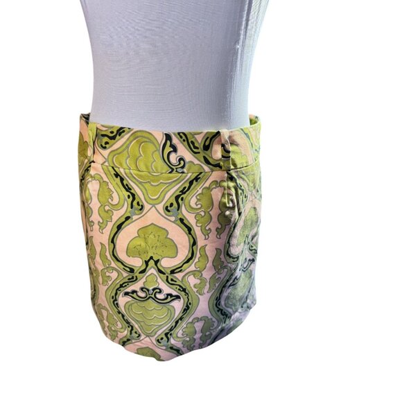 J.Crew Womens Size 4 Green & Pink Brocade Mini Skirt With Side Zipper - Picture 4 of 8